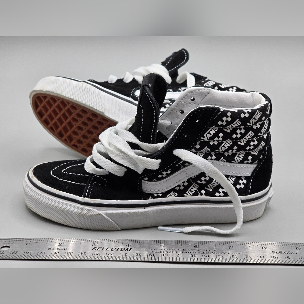 Vans Sk8 Hi Logo Repeat Black Kids Shoes Size 13 Skateboard High Top Canvas